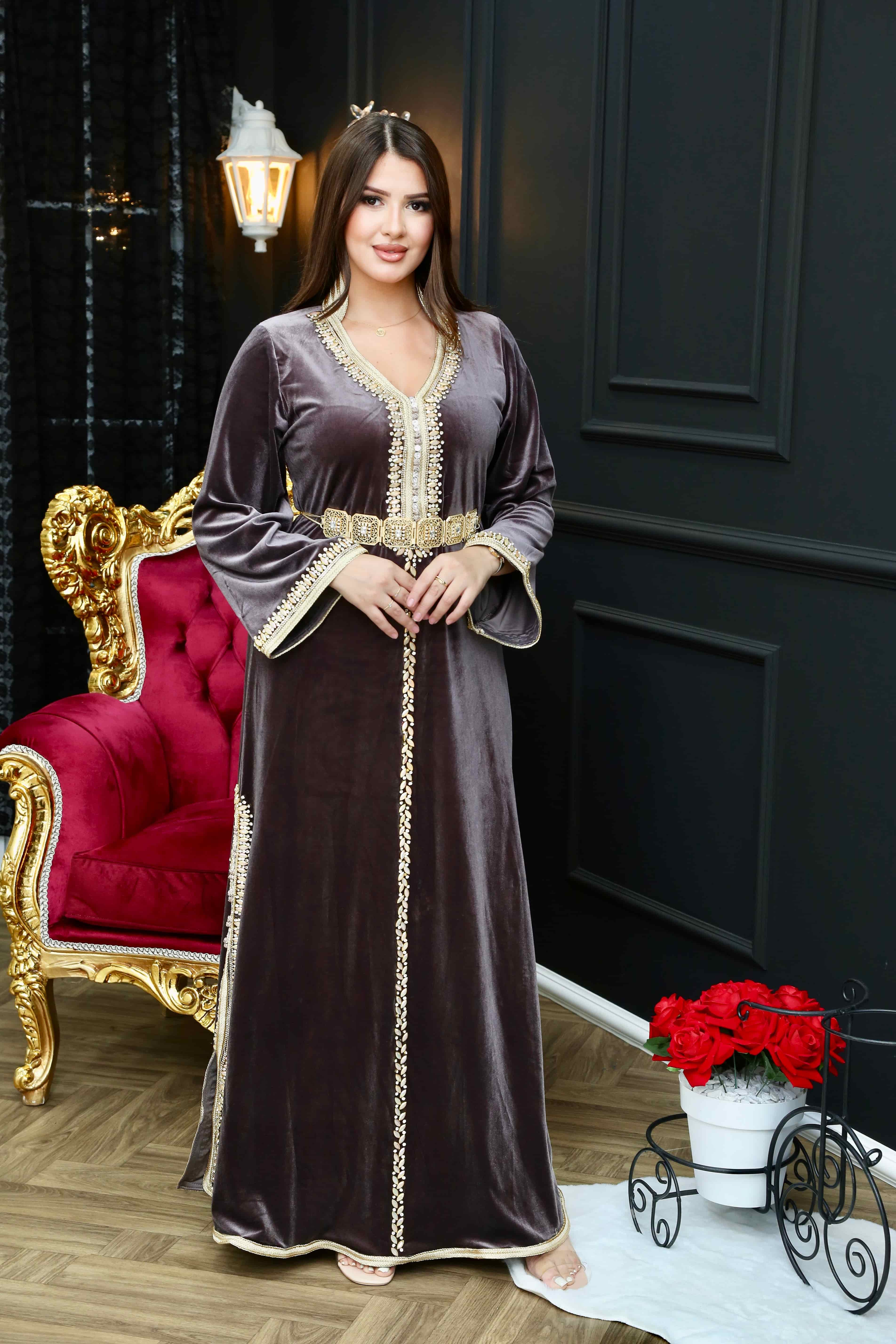 Robe kaftan double fentes 652#