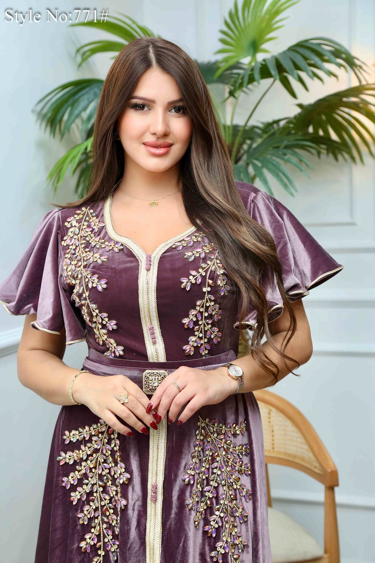روب قفطان كلوش (مخمل قطيفة) رقم 771