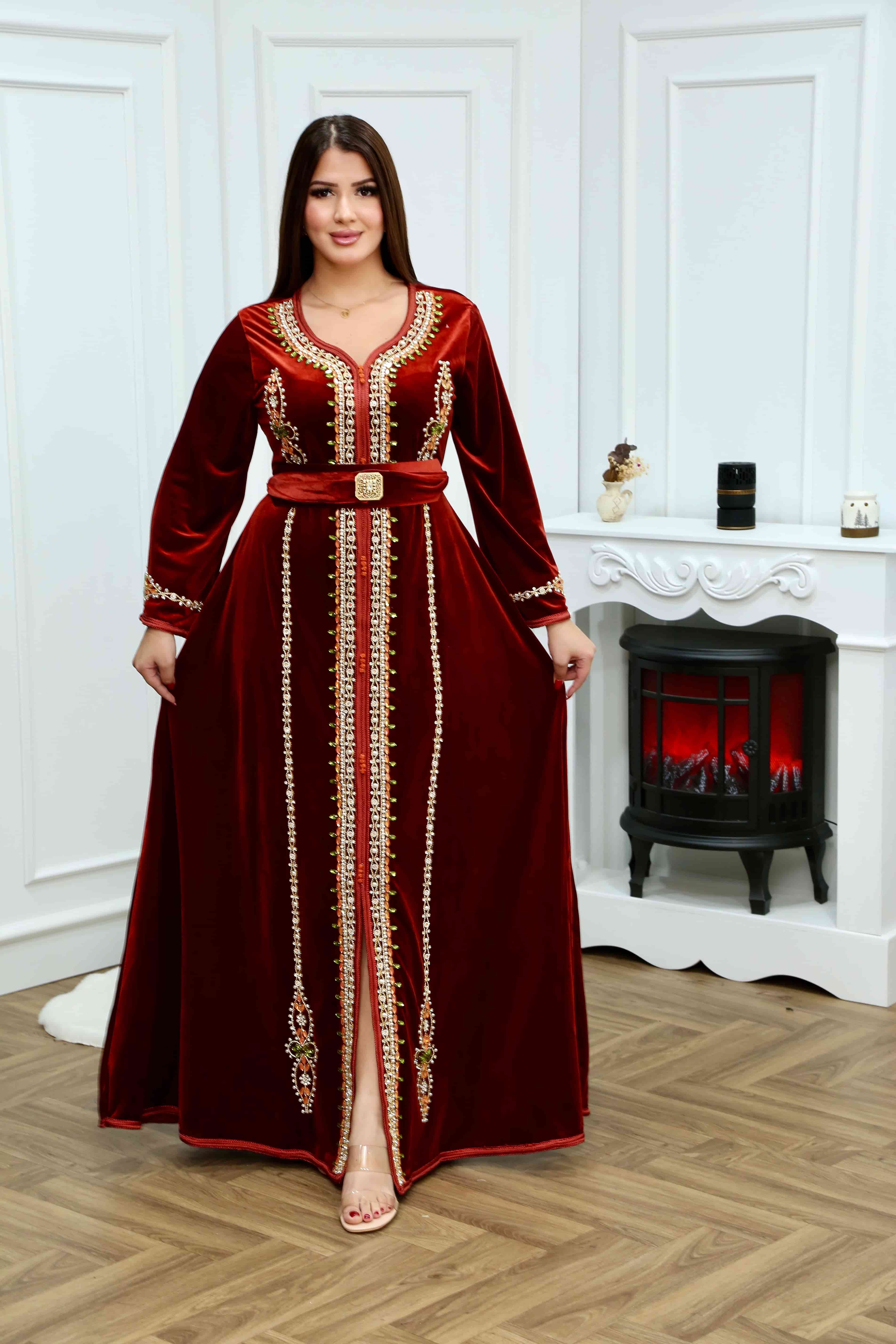 Caftan évasé en velour 767#
