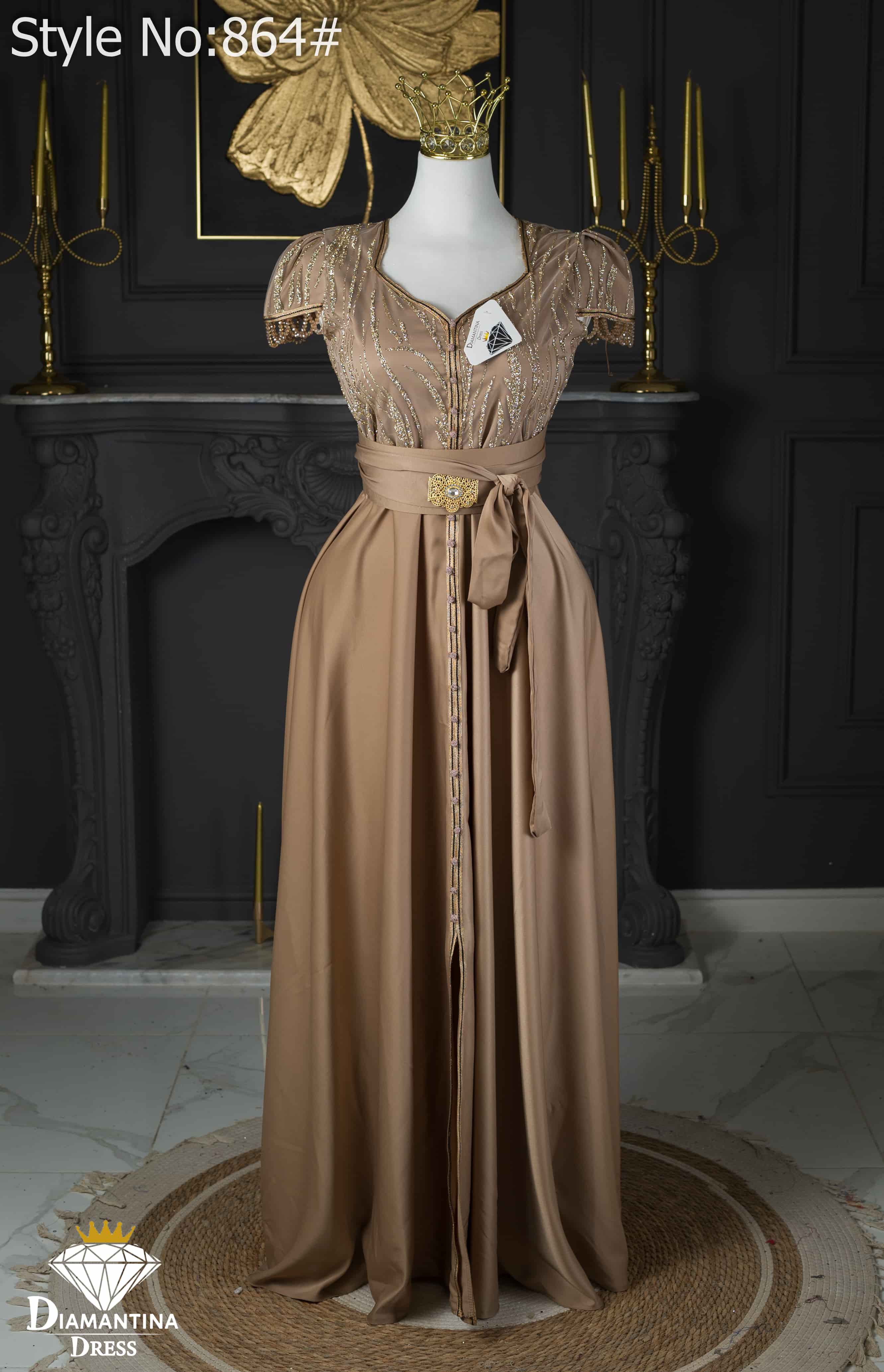 روب قفطان صواري ساتان تيل كافيار رقم 864