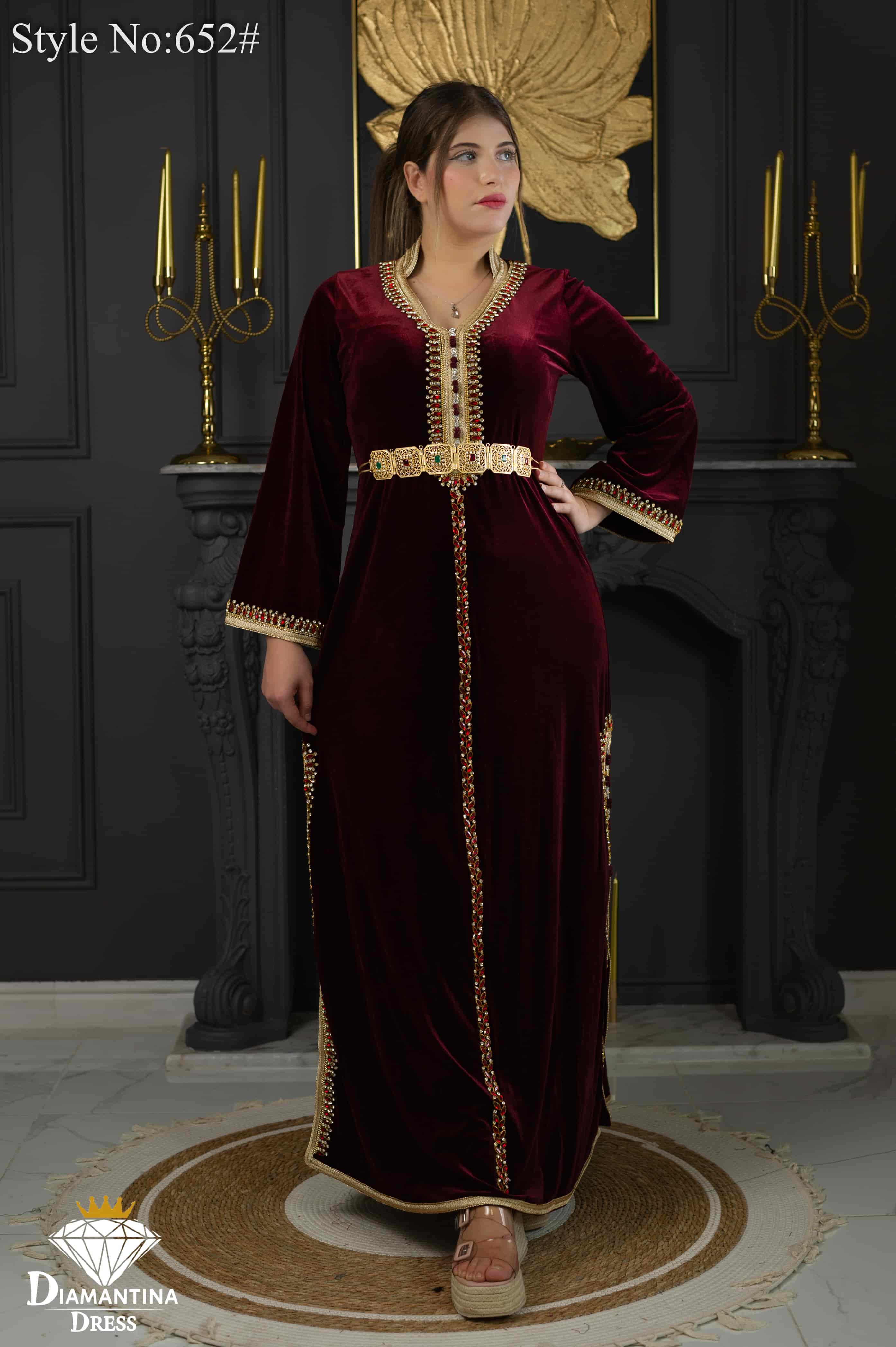 Robe kaftan double fentes 652#