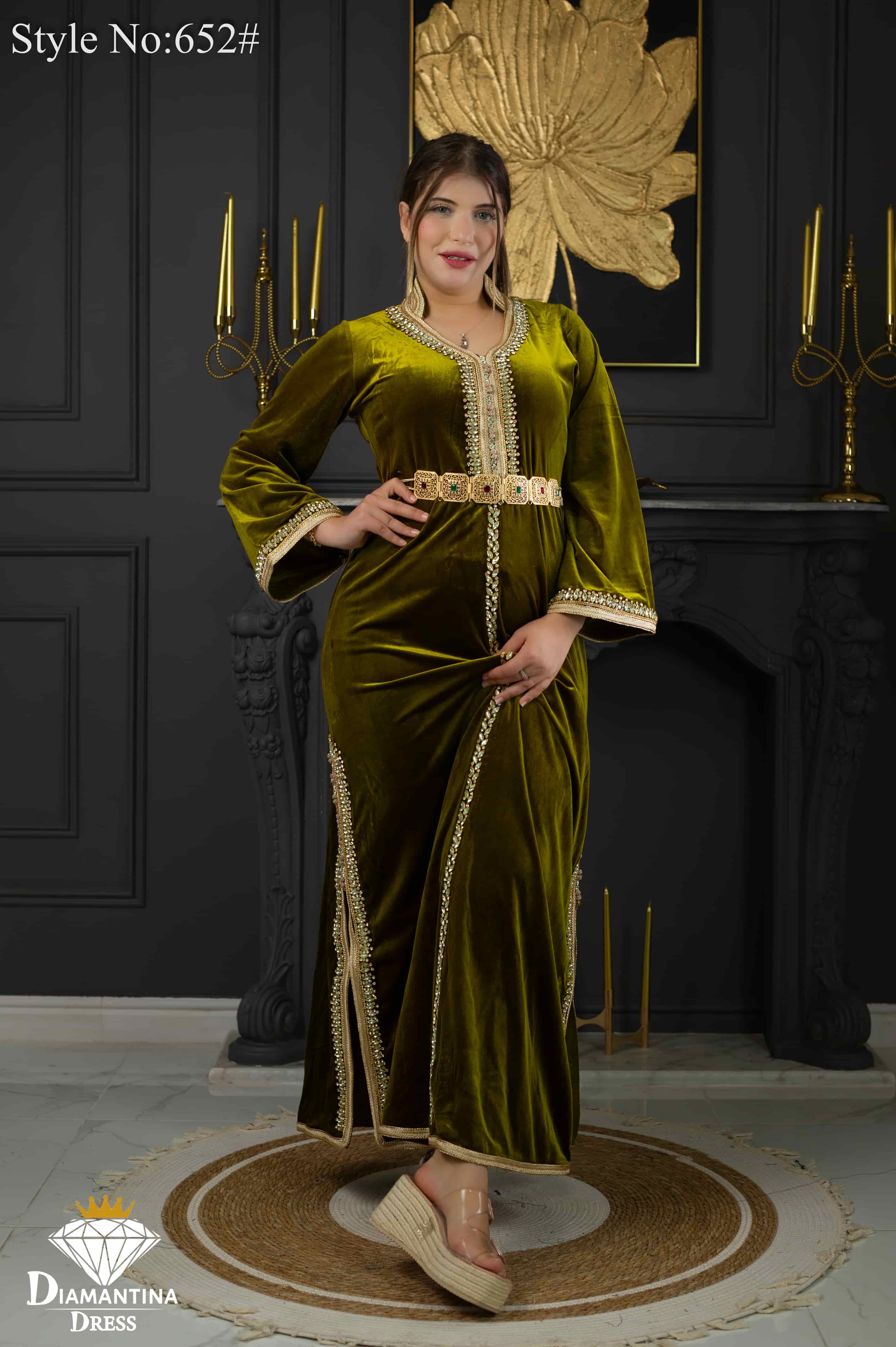 Robe kaftan double fentes 652#