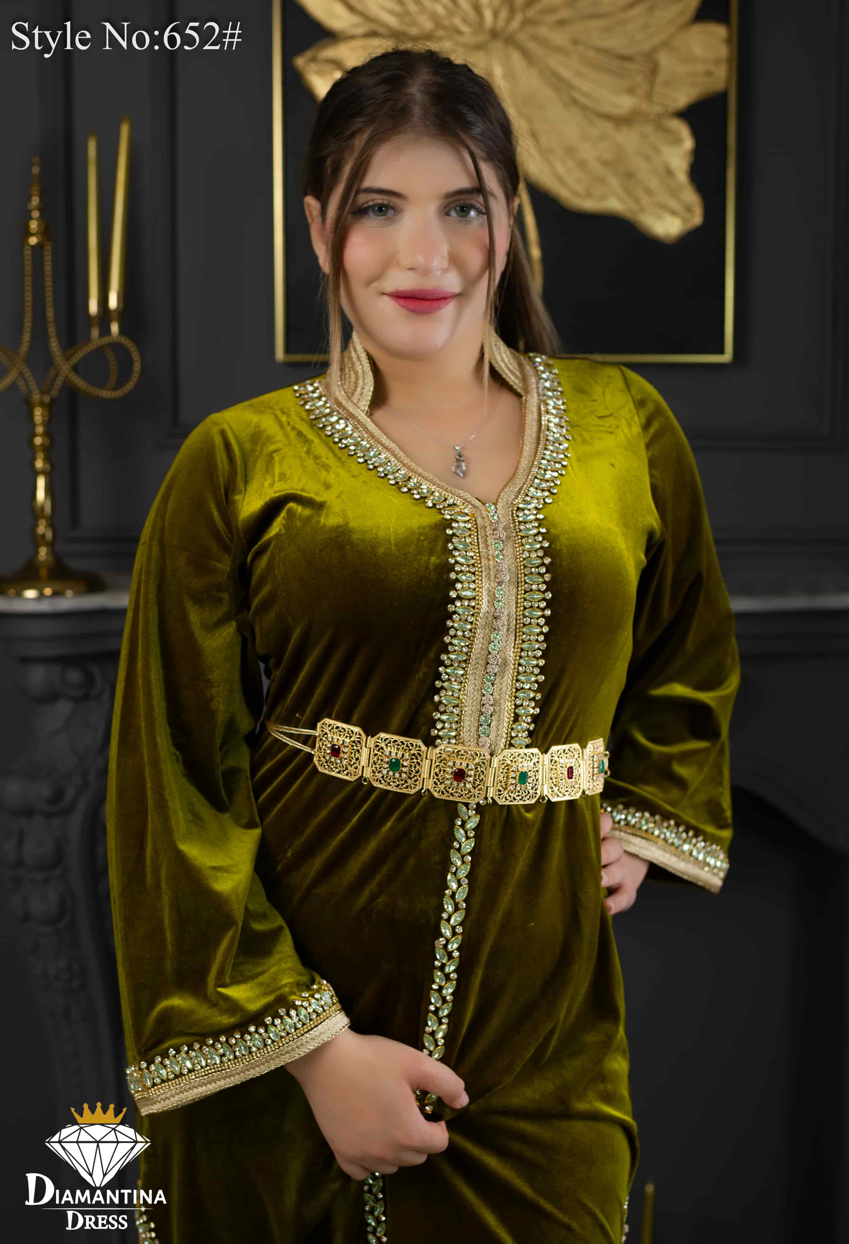 Robe kaftan double fentes 652#