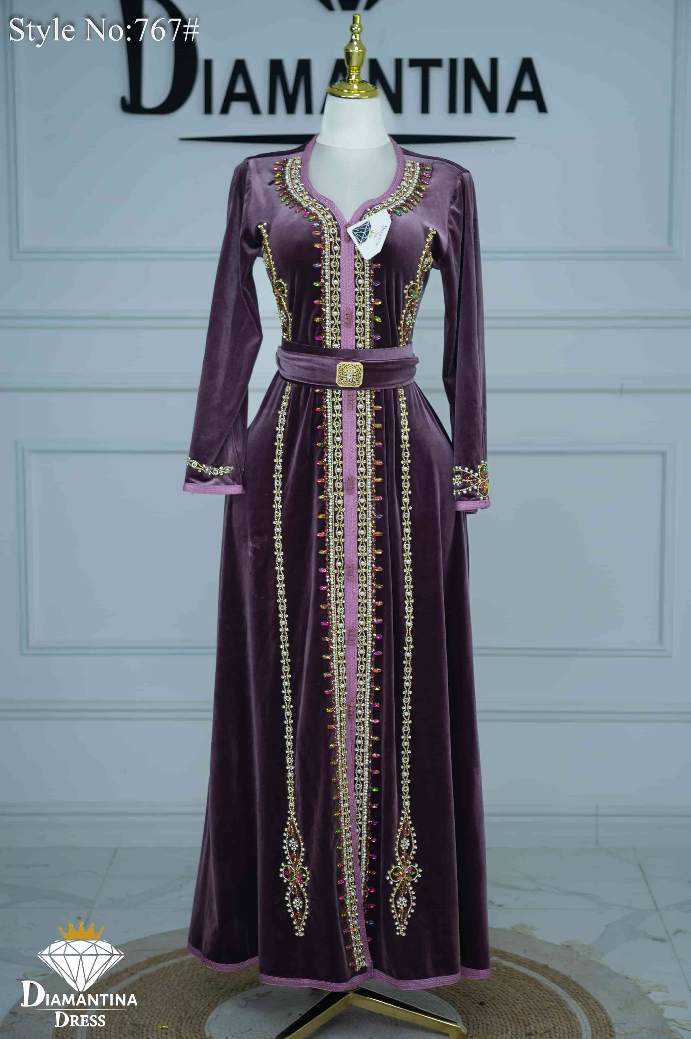 Caftan évasé en velour 767#