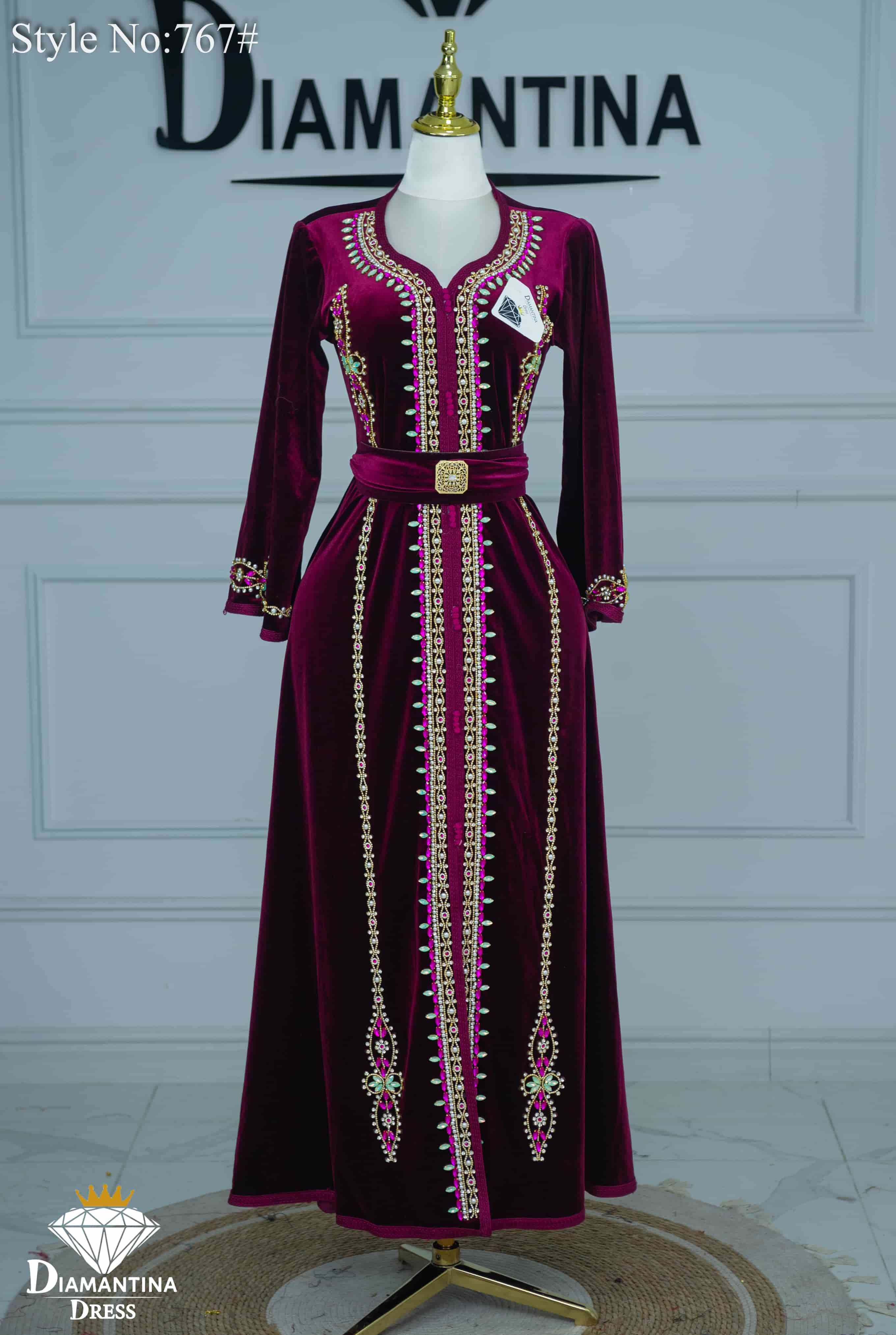 Caftan évasé en velour 767#