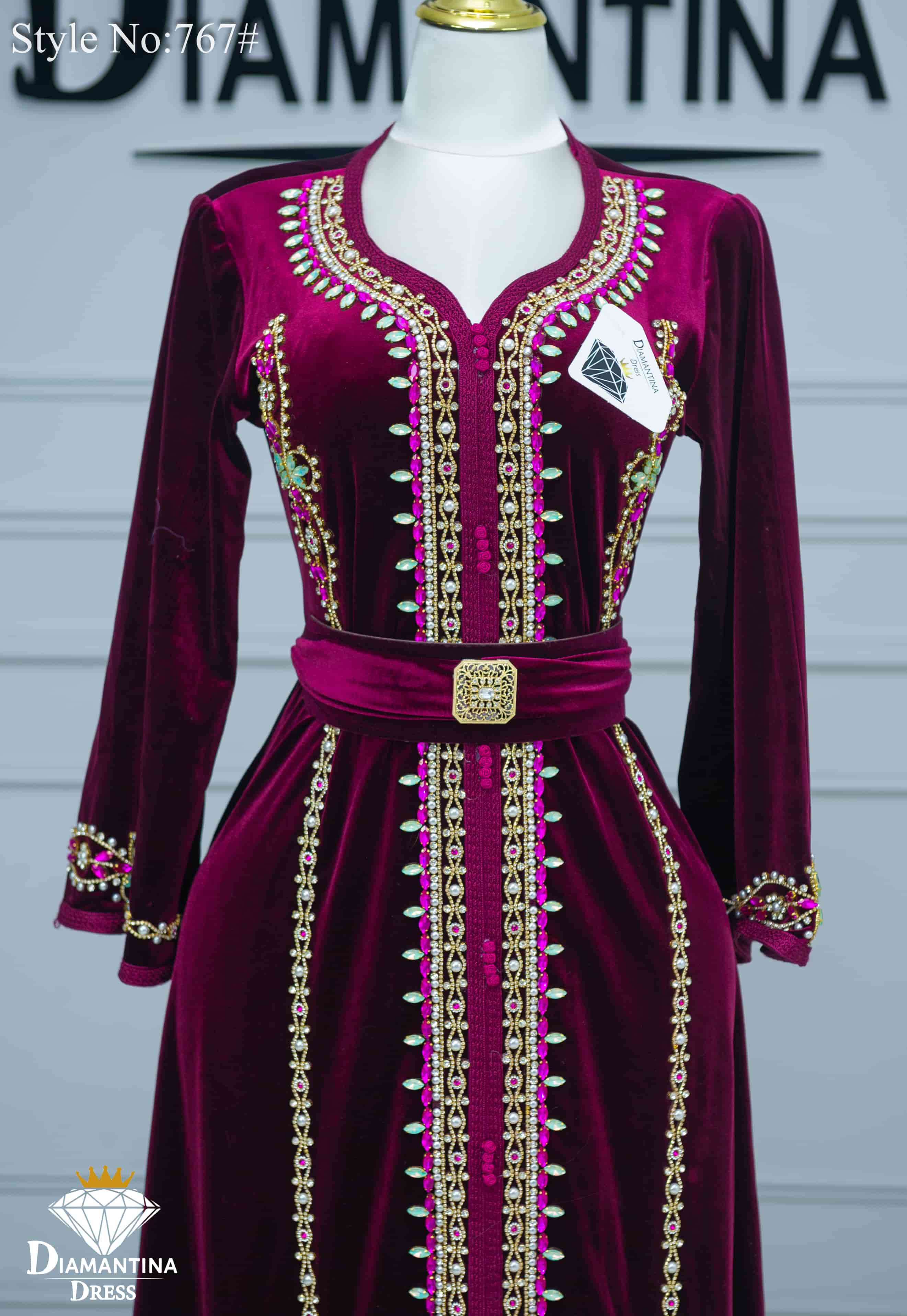 Caftan évasé en velour 767#