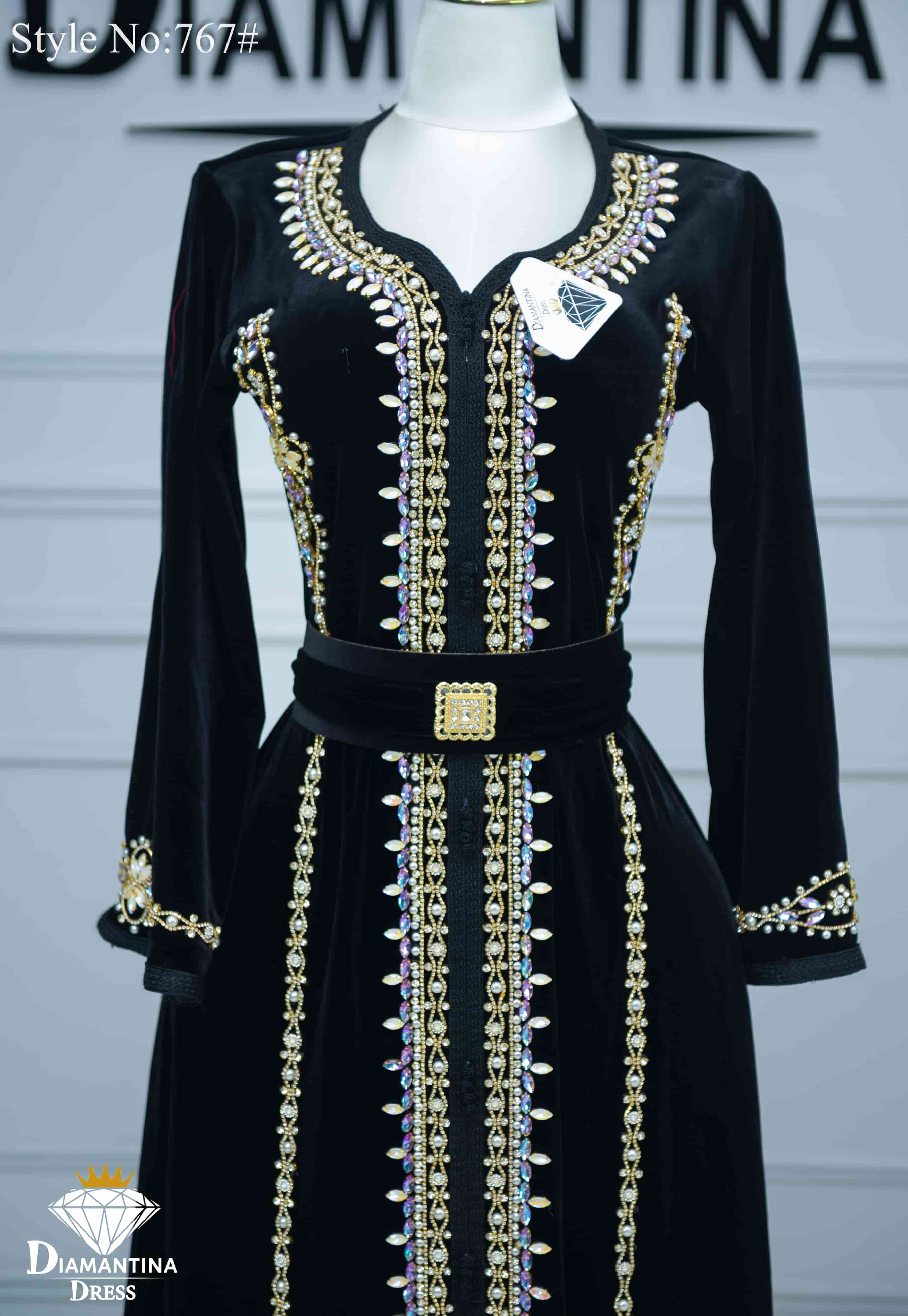 Caftan évasé en velour 767#