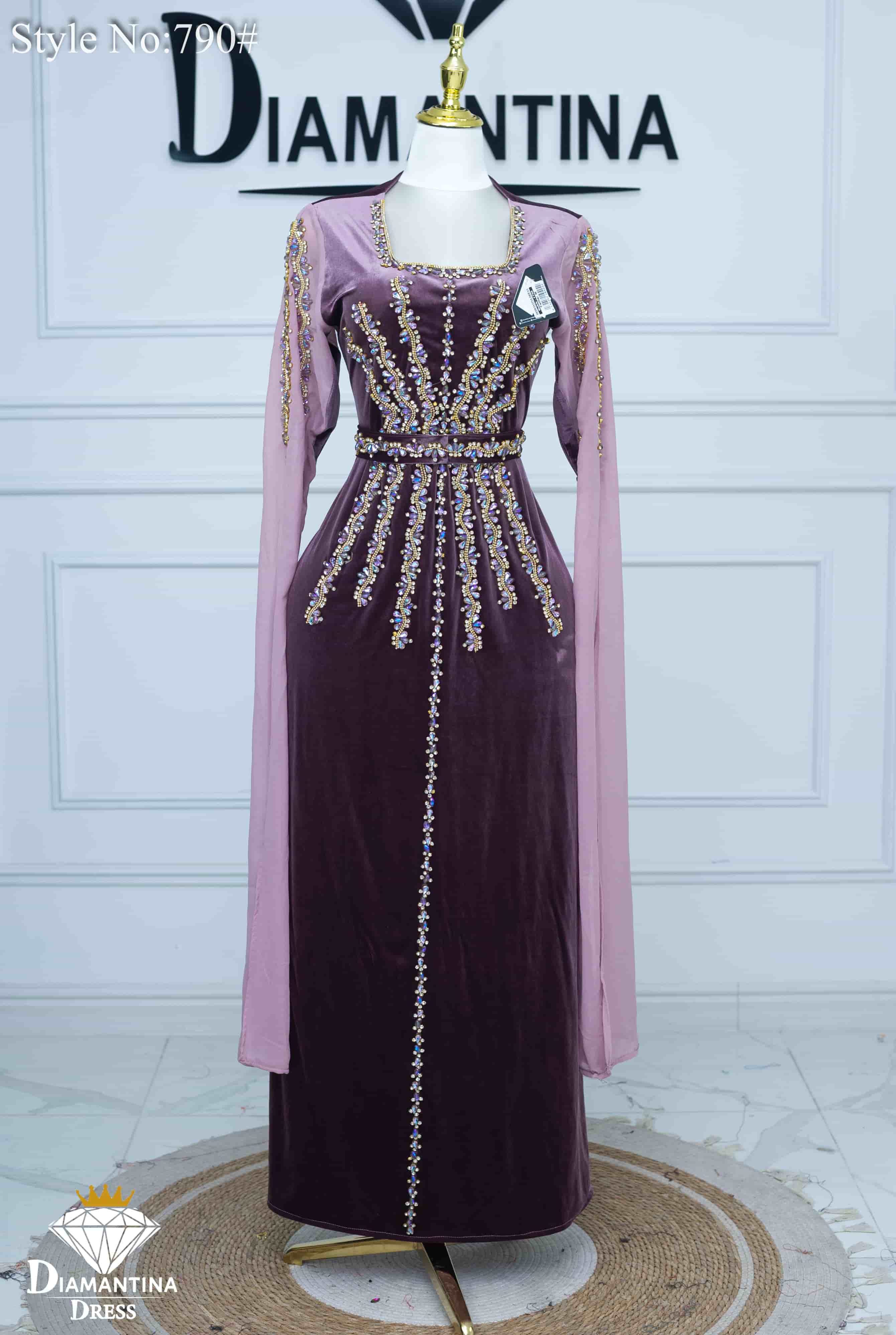 Robe de soirée style turc en velours – Modèle 790