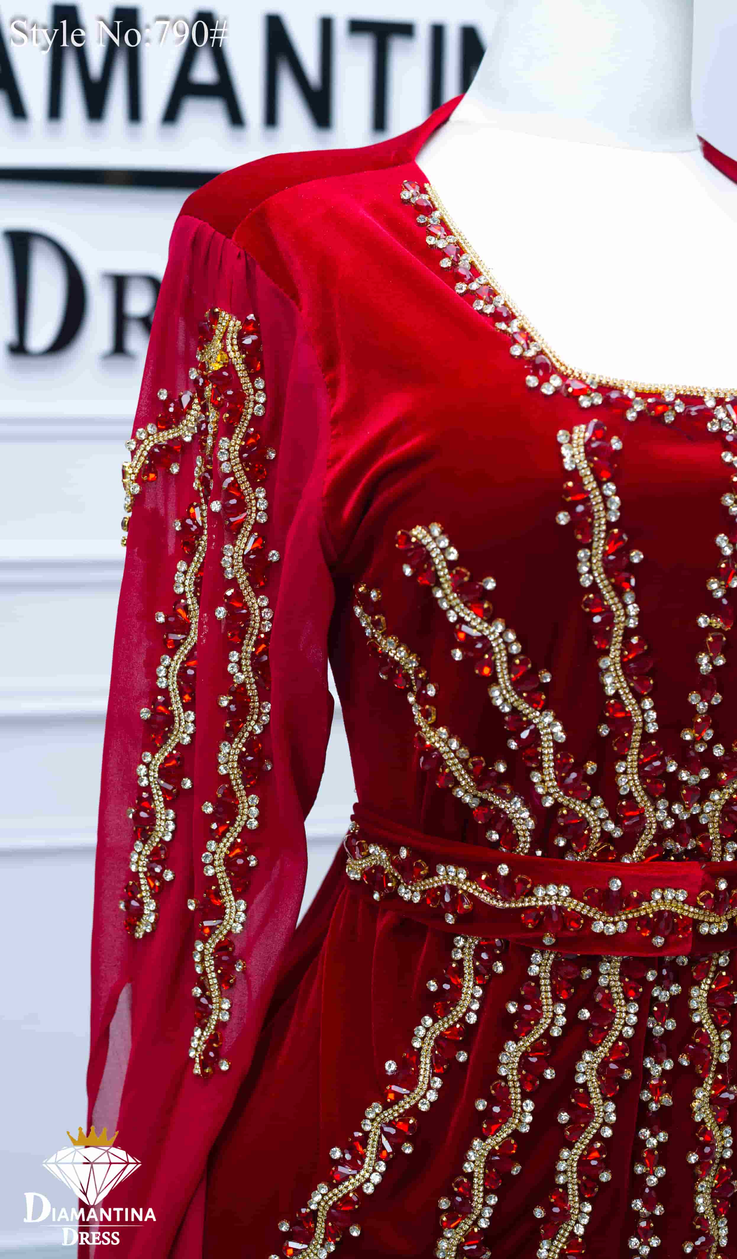 Robe de soirée style turc en velours – Modèle 790