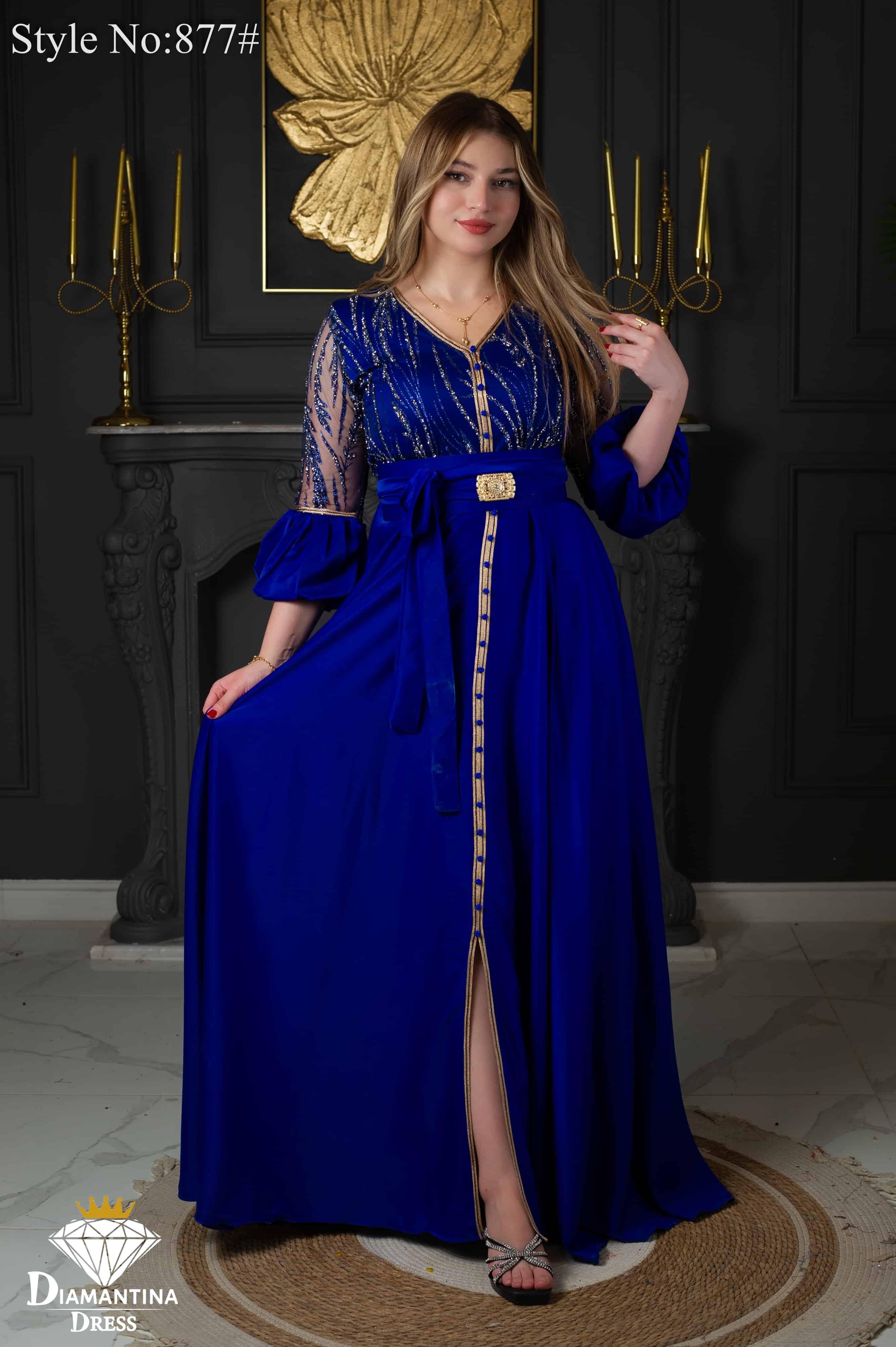 روب قفطان صواري ساتان تيل كافيار رقم 877