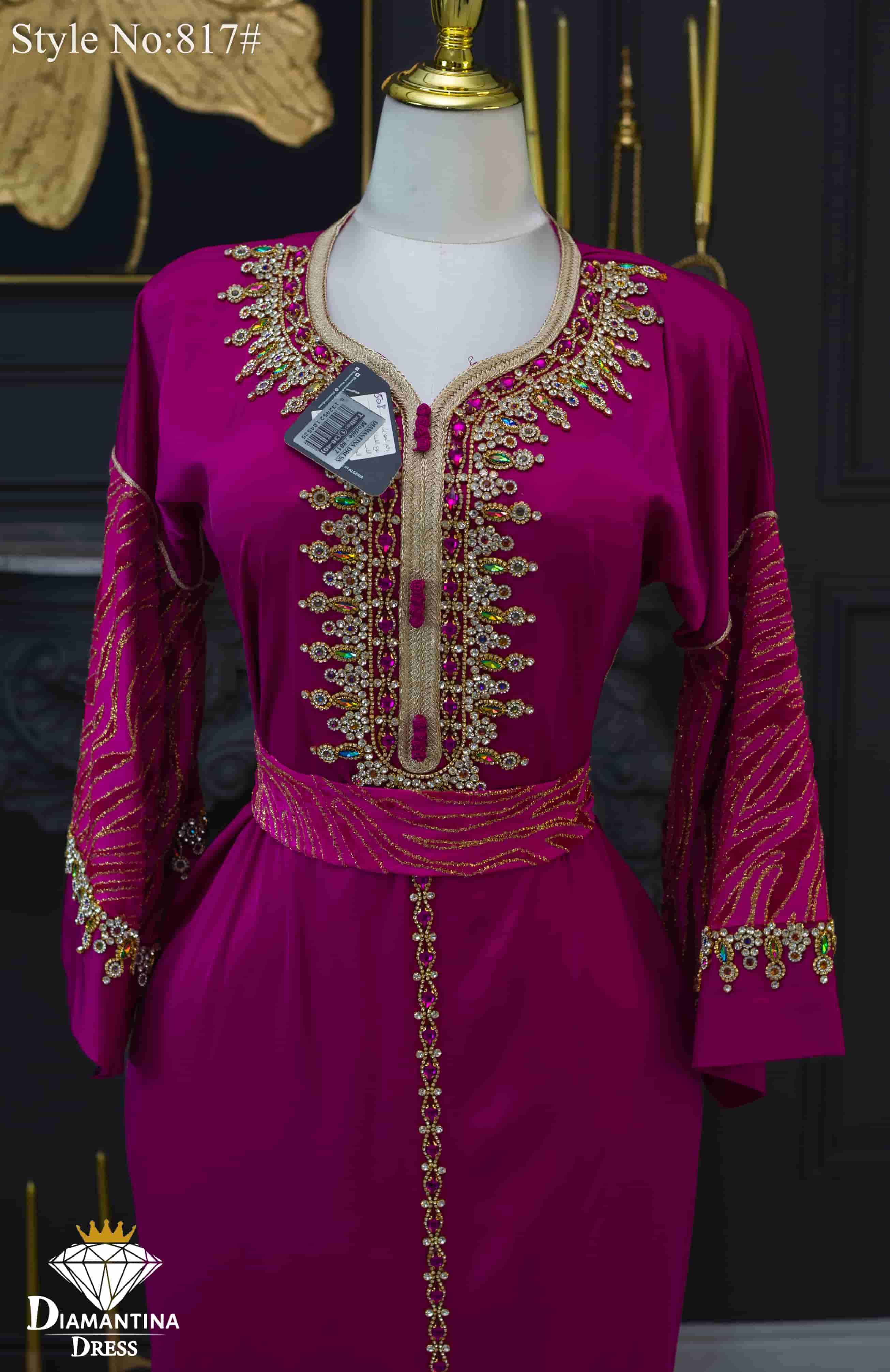 روب قفطان كريب مغربي مع قطيفة الهوى  رقم 817