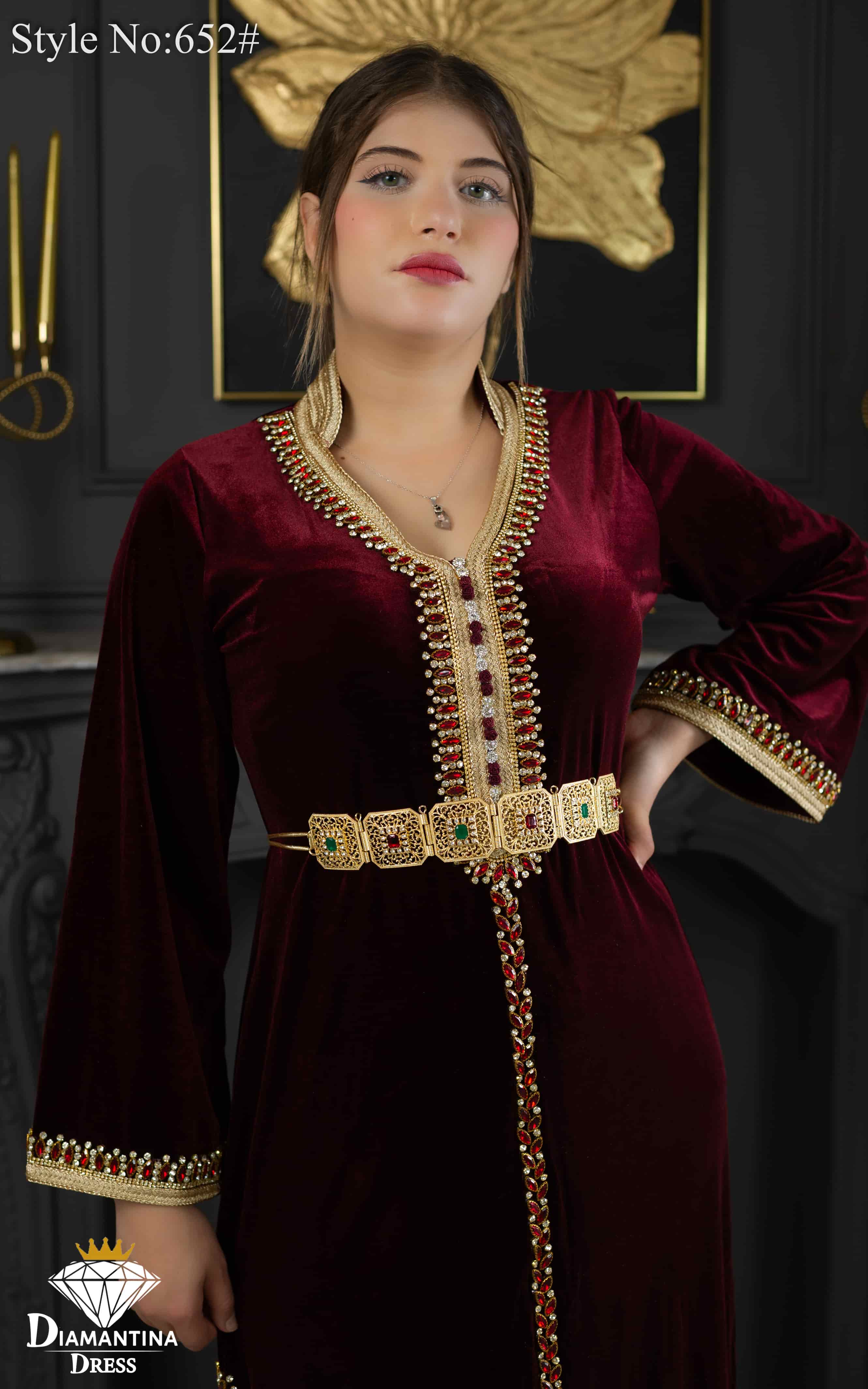 Robe kaftan double fentes 652#