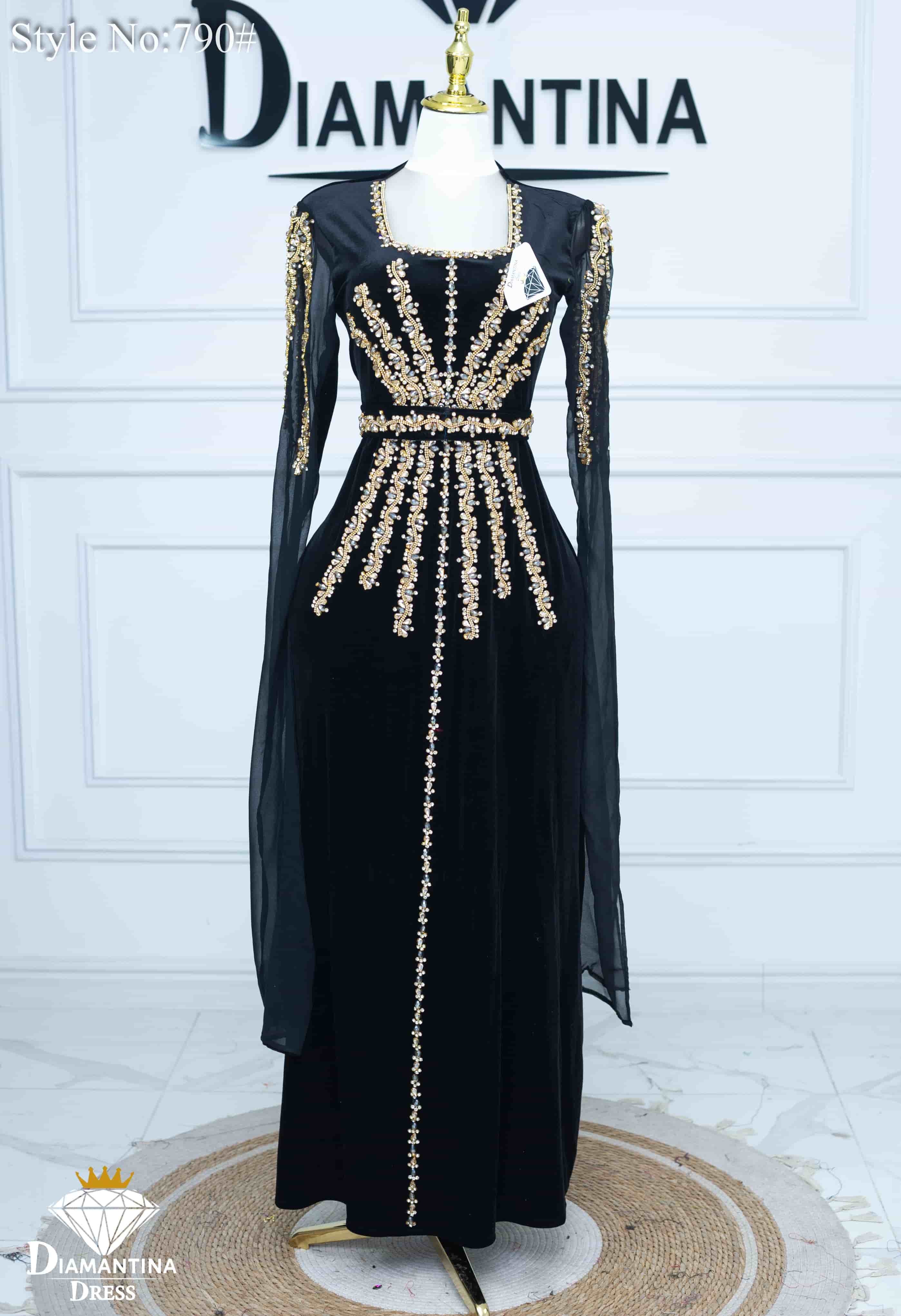 Robe de soirée style turc en velours  – Modèle 790