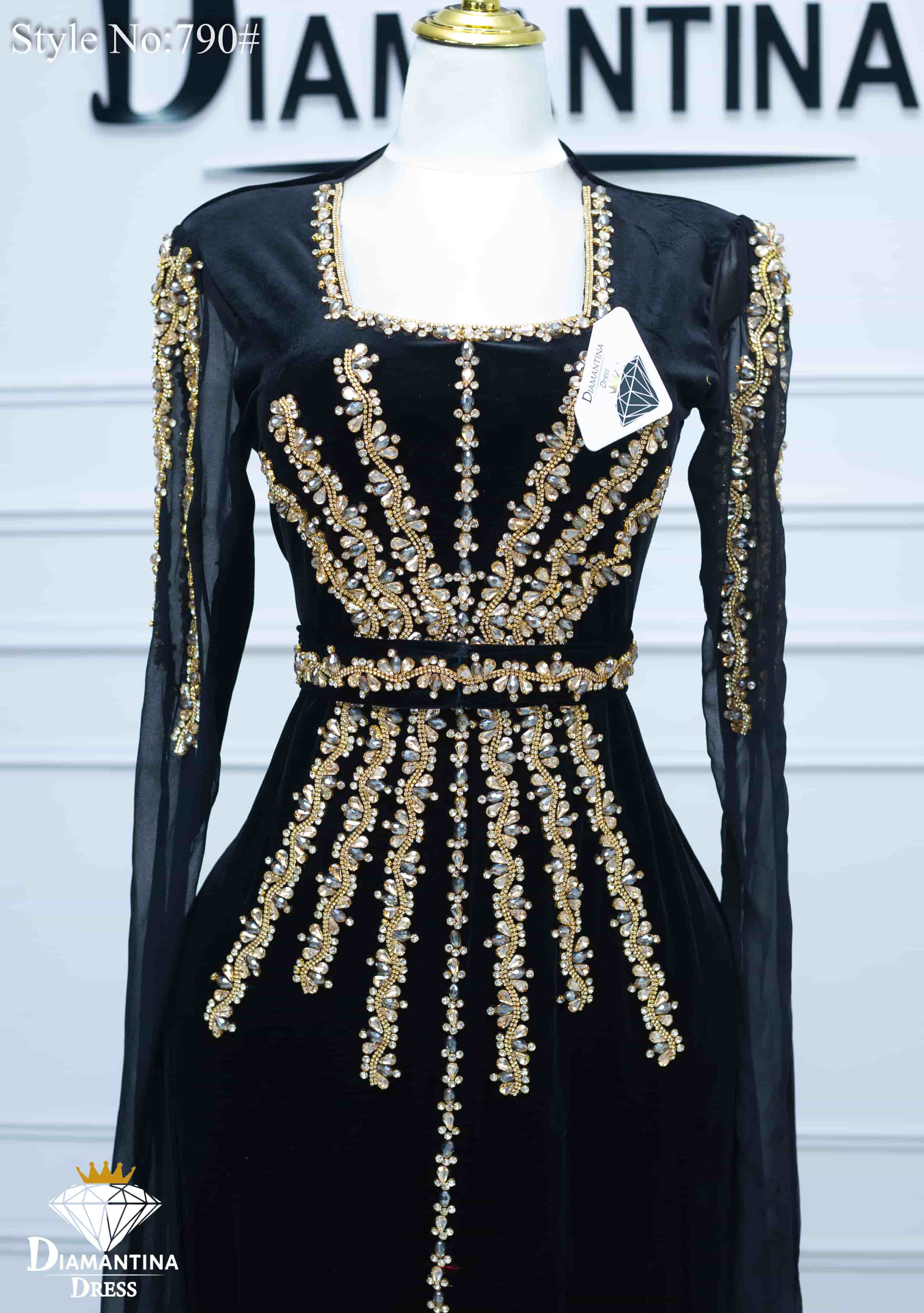 Robe de soirée style turc en velours  – Modèle 790