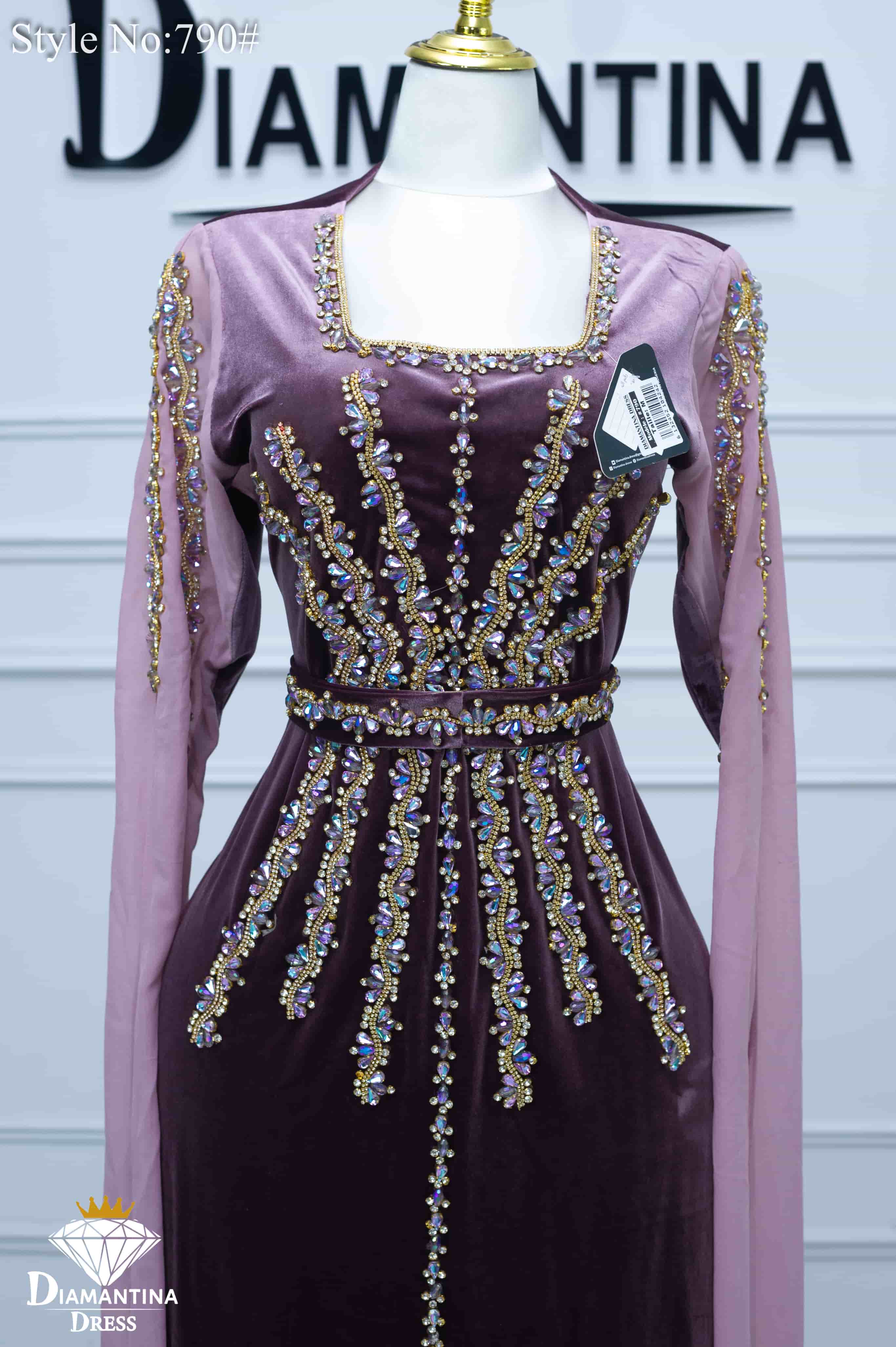 Robe de soirée style turc en velours  – Modèle 790